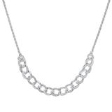 Interlocking Curb Link Adjustable Bolo Necklace with Round Diamond Accents, 925 Sterling Silver