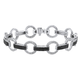 2.00 Carat (ctw) Round Black & White Diamond Ladies Circle & Bar Bracelet 2 CT 925 Sterling Silver