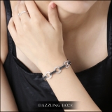 2.00 Carat (ctw) Round Black & White Diamond Ladies Circle & Bar Bracelet 2 CT 925 Sterling Silver