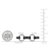 2.00 Carat (ctw) Round Black & White Diamond Ladies Circle & Bar Bracelet 2 CT 925 Sterling Silver