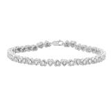 0.18 Carat (ctw) Round White Diamond Ladies Illusion Set Heart Tennis Bracelet Sterling Silver