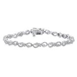 0.25 Carat (ctw) Round White Diamond Ladies Ribbon Link Bracelet 1/4 CT 925 Sterling Silver