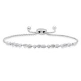 Ladies Swirl Bolo Bracelet with Round Diamond Accents 925 Sterling Silver