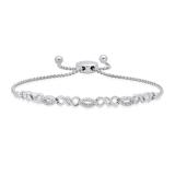 Ladies Swirl Infinity Marquise Shape Bolo Bracelet with Round Diamond Accents 925 Sterling Silver