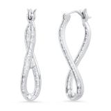 0.50 Carat (ctw) Baguette White Diamond Ladies Infinity Hoop Earrings 1/2 CT 925 Sterling Silver