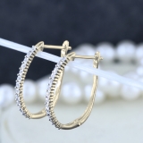 0.06 Carat (ctw) Round White Diamond Ladies Illusion Hoop Earrings 10K Yellow Gold