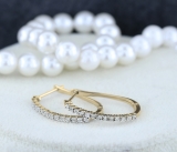 0.06 Carat (ctw) Round White Diamond Ladies Illusion Hoop Earrings 10K Yellow Gold