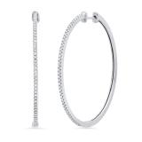 0.25 Carat (ctw) Round White Diamond Ladies Huggies Hoop Earrings 1/4 CT 925 Sterling Silver