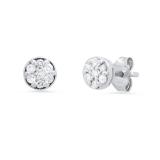 0.25 Carat (ctw) Round White Diamond Ladies Cluster Style Stud Earrings 1/4 CT 925 Sterling Silver