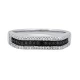 0.25 Carat (ctw) Round Black & White Diamond Ladies Wedding Band 1/4 CT 925 Sterling Silver