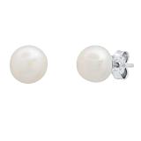8 mm Round White Genuine Freshwater Pearl Ladies Ball Stud Earrings 925 Sterling Silver