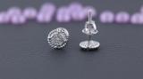 0.10 Carat (ctw) Round White Diamond Ladies Rope Frame Stud Earrings 1/10 CT 18K White Gold