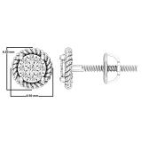 0.10 Carat (ctw) Round White Diamond Ladies Rope Frame Stud Earrings 1/10 CT 18K White Gold