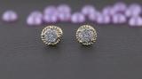 0.10 Carat (ctw) Round White Diamond Ladies Rope Frame Stud Earrings 1/10 CT 18K Yellow Gold