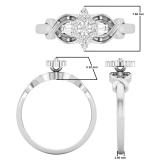 0.15 Carat (ctw) Round & Baguette White Diamond Ladies Cluster Cocktail Ring 925 Sterling Silver