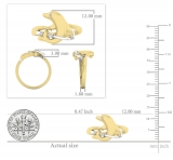 Round White Diamond Cute Dolphin Fish Ring for Women (0.03 ctw, Color I-J, Clarity I2-I3) in 10K Yellow Gold