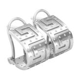 0.25 Carat (ctw) Round White Diamond Greek Key French-Clip Ladies Hoop Earrings 1/4 ct Sterling Silver