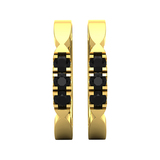 0.60 Carat (ctw) Round Black Diamond Ladies 3 Stone Hoop Earrings 1/2 CT 14K Yellow Gold