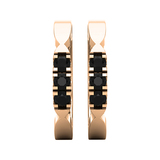 0.60 Carat (ctw) Round Black Diamond Ladies 3 Stone Hoop Earrings 1/2 CT 18K Rose Gold