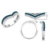 0.25 Carat (ctw) Round Blue & White Diamond Ladies Chevron Wedding Band 1/4 CT 14K Yellow Gold