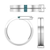 0.10 Carat (ctw) Princess Blue Diamond with Plain Line Mens Wedding Band 1/10 CT Sterling Silver