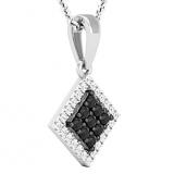 0.35 Carat (ctw) Round Black & White Diamond Dangling Square Frame Pendant with 18 Inch Silver Chain for Women in 925 Sterling Silver