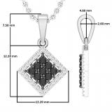 0.35 Carat (ctw) Round Black & White Diamond Dangling Square Frame Pendant with 18 Inch Silver Chain for Women in 925 Sterling Silver
