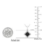 0.35 Carat (ctw) Round Black & White Diamond Dangling Square Frame Pendant with 18 Inch Silver Chain for Women in 925 Sterling Silver