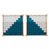 0.20 Carat (ctw) Round Blue & White Diamond Hip-Hop Square Pushback Stud Earrings for Men 1/5 CT in 10K Rose Gold