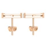 0.20 Carat (ctw) Round Blue & White Diamond Hip-Hop Square Pushback Stud Earrings for Men 1/5 CT in 10K Rose Gold