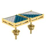 0.20 Carat (ctw) Round Blue & White Diamond Hip-Hop Square Screwback Stud Earrings for Men 1/5 CT in 10K Yellow Gold