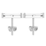 0.20 Carat (ctw) Round Blue & White Diamond Hip-Hop Square Pushback Stud Earrings for Men 1/5 CT in 925 Sterling Silver