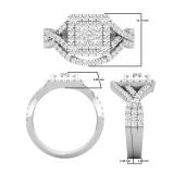 0.85 Carat (ctw) Princess & Round White Diamond Ladies Split Shank Wedding Ring Set 18K White Gold