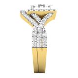 0.85 Carat (ctw) Princess & Round White Diamond Ladies Split Shank Wedding Ring Set 18K Yellow Gold