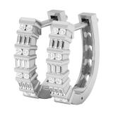 0.20 Carat (ctw) Round & Baguette Diamond Ladies Channel-Set Hoop Earrings 1/5 CT 10K White Gold