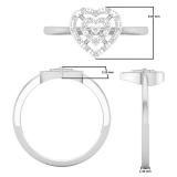 0.05 Carat (ctw) Round White Diamond Slender Double Heart Love Promise Ring 925 Sterling Silver