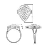 0.85 Carat (ctw) Round & Baguette White Diamond Pear Shaped Luminous Cocktail Ring 10K White Gold