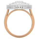 0.85 Carat (ctw) Round & Baguette White Diamond Pear Shaped Luminous Cocktail Ring 18K Rose Gold