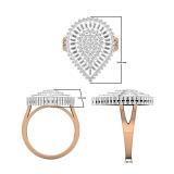 0.85 Carat (ctw) Round & Baguette White Diamond Pear Shaped Luminous Cocktail Ring 18K Rose Gold