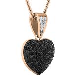 0.75 Carat Round Black & White Diamond Heart Shaped Dangling Ladies Pendant 3/4 CT 10K Rose Gold