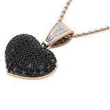 0.75 Carat Round Black & White Diamond Heart Shaped Dangling Ladies Pendant 3/4 CT 10K Rose Gold