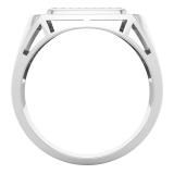 0.50 Carat (ctw) Round  White Diamond Classic Mirco-Pave Square Frame Mens Ring 925 Sterling Silver