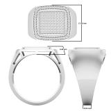 0.50 Carat (ctw) Round  White Diamond Classic Mirco-Pave Square Frame Mens Ring 925 Sterling Silver