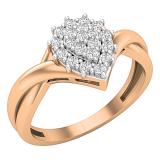 0.25 Carat (ctw) Round White Diamond Graduated Pear Shaped Cocktail Ring 1/4 CT 18K Rose Gold