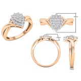 0.25 Carat (ctw) Round White Diamond Graduated Pear Shaped Cocktail Ring 1/4 CT 18K Rose Gold