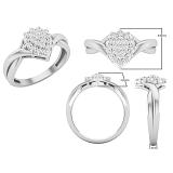0.25 Carat (ctw) Round White Diamond Graduated Pear Shaped Cocktail Ring 1/4 CT 925 Sterling Silver