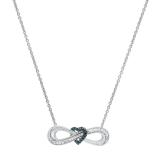 0.18 Carat (ctw) Round Blue & White Diamond Infinity Heart Interlocked Pendant, 925 Sterling Silver