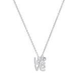 Round White Diamond Love Paw Print Shape Pendant for Women in 925 Sterling Silver