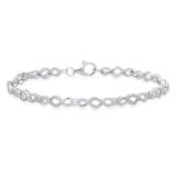 Ladies Swirl Infinity Bracelet with Round White Diamond Accents 925 Sterling Silver