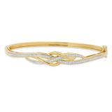 Swirl Knot Infinity Bangle Bracelet with Diamond Accents Yellow Gold Plated 925 Sterling Silver